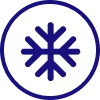 A blue snowflake symbol inside a blue circle on a white background, commonly used to represent cold or refrigeration.