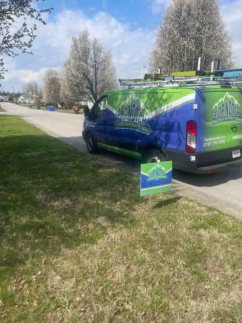 Top Notch van in front of residential neighborhood in bowling green, KY